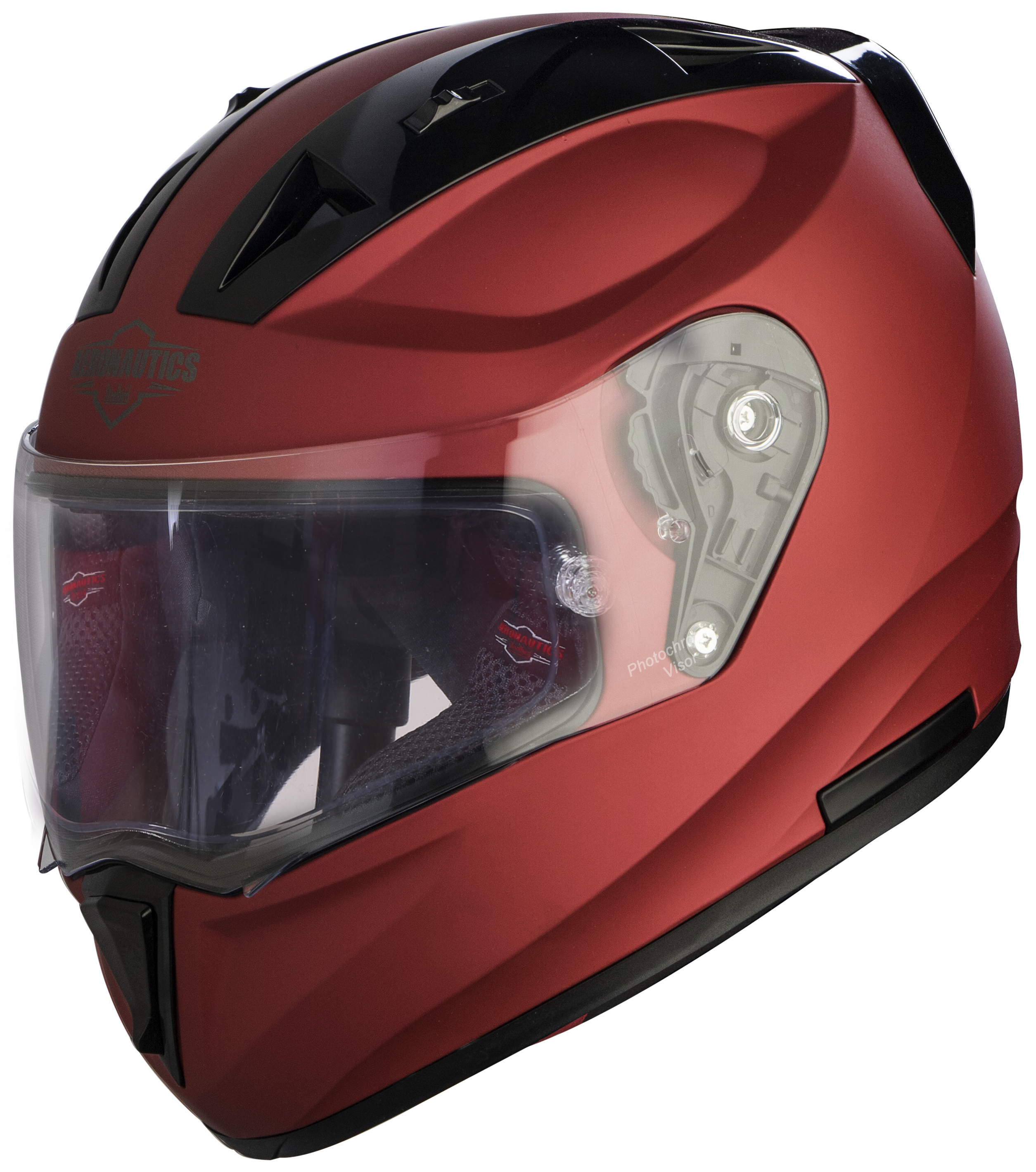 SA-1 Aeronautics Mat Maroon With Anti-Fog Shield Photochromic Visor